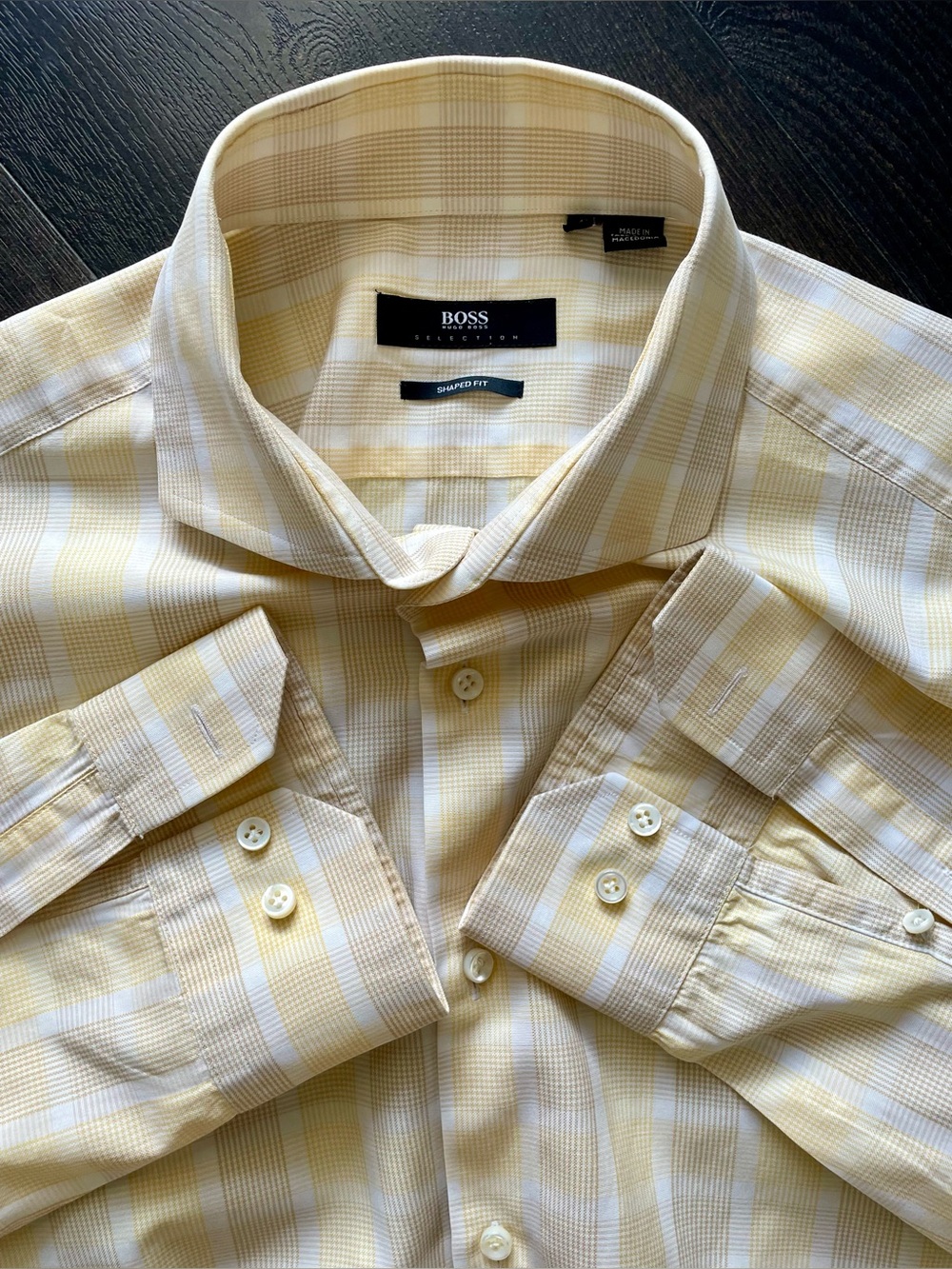 Hugo Boss -all cotton plaid dress shirt Size 43 (17”neck)